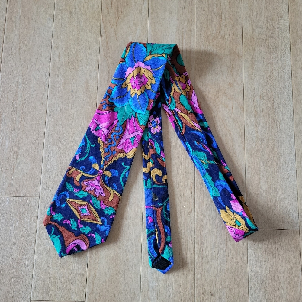 Vintage Prince Gino Bright Floral Woven Tie Made in Italy - Picture 2 of 5